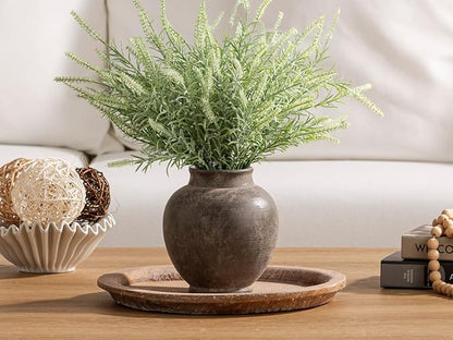Ceramic Flower Vase, 6.7 Inch Rustic Farmhouse Decorative Vase Pottery Pampas Grass Vases for Home Decor Table Living Room Entryway Mantel Bookshelf Bedroom Bathroom Kitchen - Brown