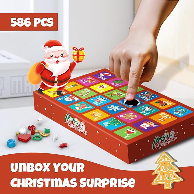 Advent Calendar 2025 Christmas Building Blocks Kit - Christmas Paradise Building Set with LED Light,24 Days Countdown Toys Building Set for Teen Boys Girls Gifts