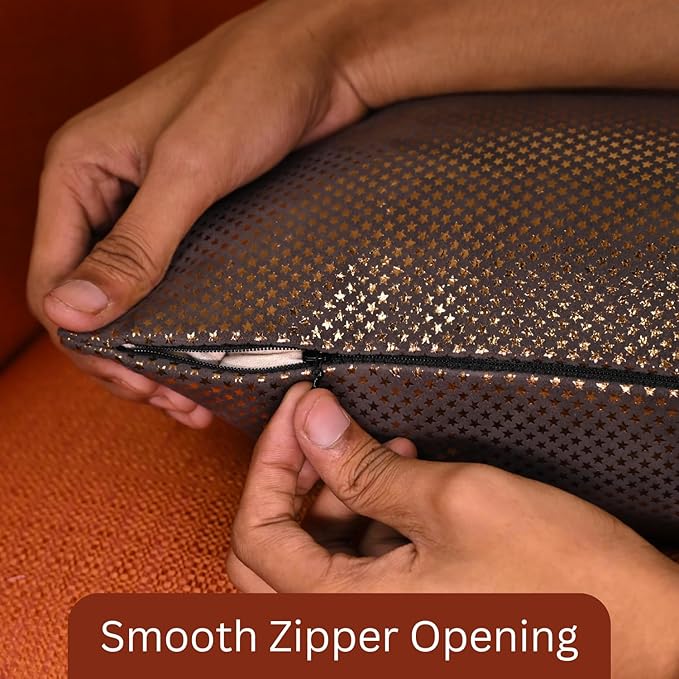 LL LEATHER LOVERS Star Sparkling Suede Pillow Cover, Square Soft Golden Metallic Throw Pillow Covers, Pillow Cases for Home Décor, Sofa, Couch Chair, Car (20x20 Inches, Sparkling Dark Grey Pack of 1)