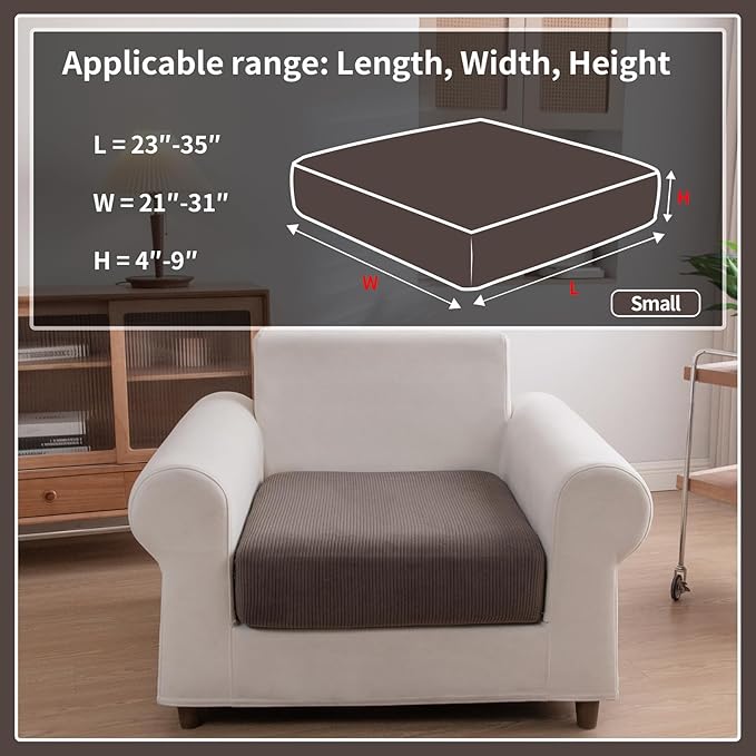 Sectional Couch Covers, Wear Resistant Stretch Sofa Covers Washable Soft Couch Cushion Covers Anti Slip Furniture Protector Sofa Slipcovers for Pets (1 Piece Chair Cover, Brown)