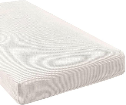 H.VERSAILTEX Super Stretch Individual Chaise Cover Sectional Couch Covers for L Shaped Sofa Both Left/Right Featuring Thick Jacquard Textured Twill Fabric (1 Piece Chaise Cover Large, Ivory)