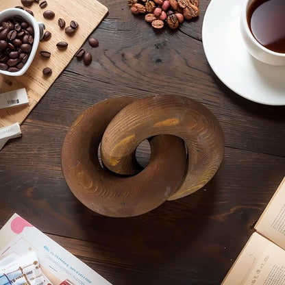 Wood Knot Décor-2 Link Wooden Chain Link Home Decor,Coffee Table Decor Book Shelf Decor Accents Art Decor Living Room Decor Items (Brown)