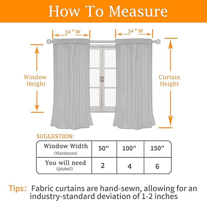 LAMIT 100% Blackout Short Linen Curtains, 48 Inch Length Linen Textured Thermal Curtains Back Tab and Rod Pocket Neutral Panels with White Liner for Small Window, 2 Panels, 42 x 48 Inch, Ivory