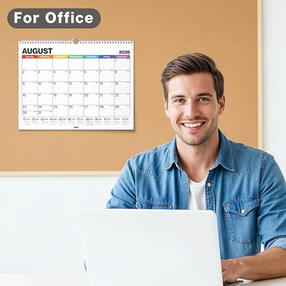 Dunwell 12x15 Wall Calendar 2026 (Colorful), Use Jan to Dec 2026, Large Lined 12 x 15 Monthly Calendar, Professional Styling for Home or Office, Premium Paper