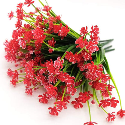 Artificial Flowers, 20 Bundles Outdoor Fake Flowers for Decoration UV Resistant Faux Plastic Plants Garden Porch Window Box Décor(Red)