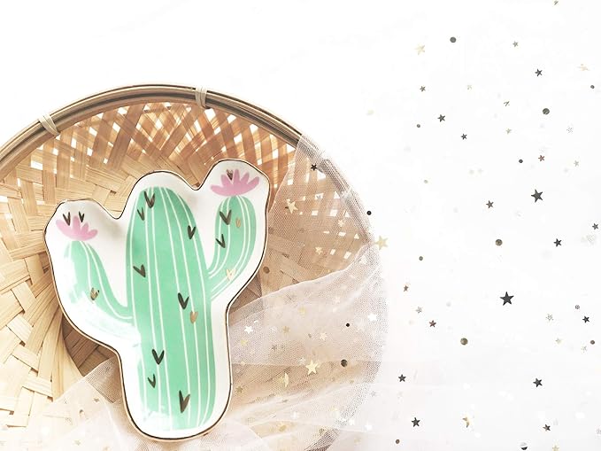 Stephanie Imports Cactus Ceramic Trinket Plate and Decorative Jewelry Dish