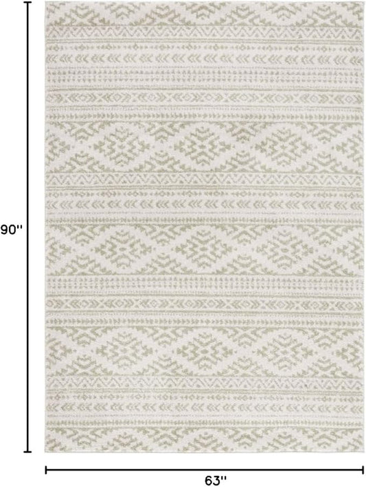 SAFAVIEH Tulum Collection Area Rug - 5'3" x 7'6", Ivory & Sage, Moroccan Boho Tribal Design, Non-Shedding & Easy to Clean, Ideal for Living Room, Bedroom, Dining Space (TUL272H)
