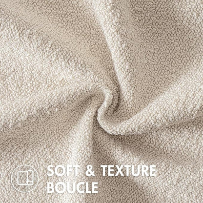 MIULEE 22x22 Christmas Decorative Euro Sham Throw Pillows for Bed Set of 2 Textured Boucle Neutral Winter Throw Pillow Covers Natural Beige Accent Solid Couch Pillowcase Sofa Livingroom Home Decor