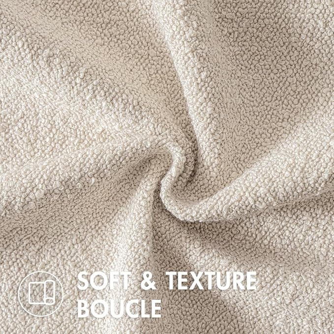 MIULEE 24x24 Christmas Decorative Euro Sham Throw Pillows for Bed Set of 2 Textured Boucle Neutral Winter Throw Pillow Covers Natural Beige Accent Solid Couch Pillowcase Sofa Livingroom Home Decor