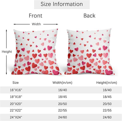 Valentines Day Pillow Covers 16x16 Set of 2 Red Pink Heart Throw Pillow Covers Love Pillowcase Linen Decoration Farmhouse Holiday Cozy Soft Cushion Case Couch for Indoor Outdoor Home Decor