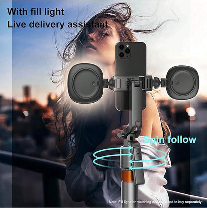 Auto Face Tracking Phone Holder,No App Required,360° Rotation Phone Camera Stand with Remote and Gesture Control, Smart Shooting Stand for Vlog/TIK Tok Live Streaming YouTube Video Record w/Fill Light