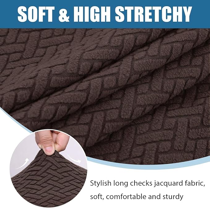 Smiry Waterproof Couch Cushion Covers, Stretch Jacquard Sectional Couch Covers, L Shape Chaise Lounge Sofa Slipcover, Washable Elastic Furniture Protector for Pets, Kid (XL-Chaise Cover, Chocolate)