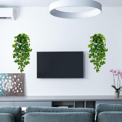 BLEUM CADE Fake Hanging Plants, 8pcs Artificial Hanging Plant, Faux Pothos Vines Greenery for Wall Home Living Room Office Indoor Outdoor Decor (No Baskets)