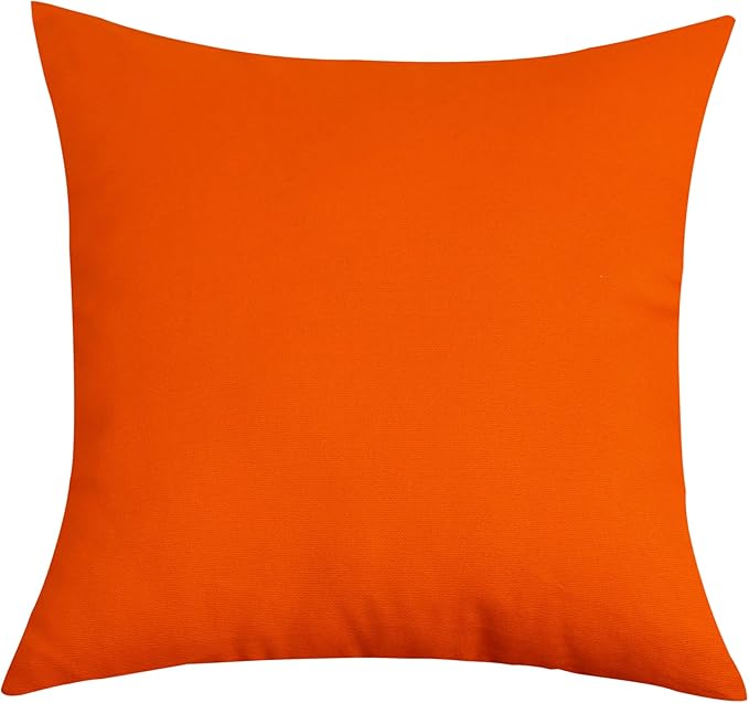 TangDepot Handmade Decorative Solid 100% Cotton Canvas Throw Pillow Covers/Cushion Covers, 45 Colors Available - (20"x20" 2 Pieces, Orange), 2 Count (Pack of 1)