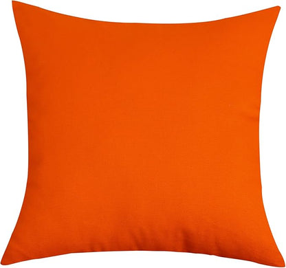 TangDepot Handmade Decorative Solid 100% Cotton Canvas Throw Pillow Covers/Pillow Shams, (14"x14", Orange)