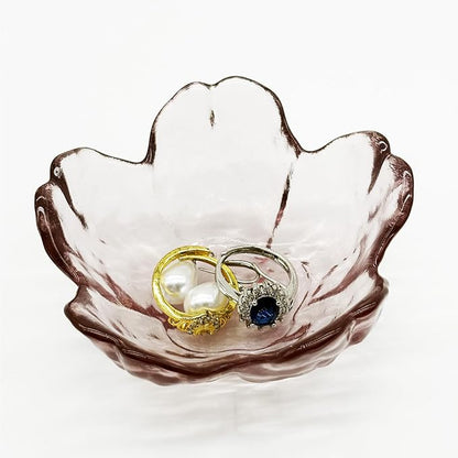 Flower Ring Dish Jewelry Tray, Glass Jewelry Dish Tray, Aesthetic Room Decor Small Trinket Dish, Nightstand Jewlery Ring Holder Dish, Bathroom Jewelry Plate Bowl for Rings Earrings Gift (Light Purple)