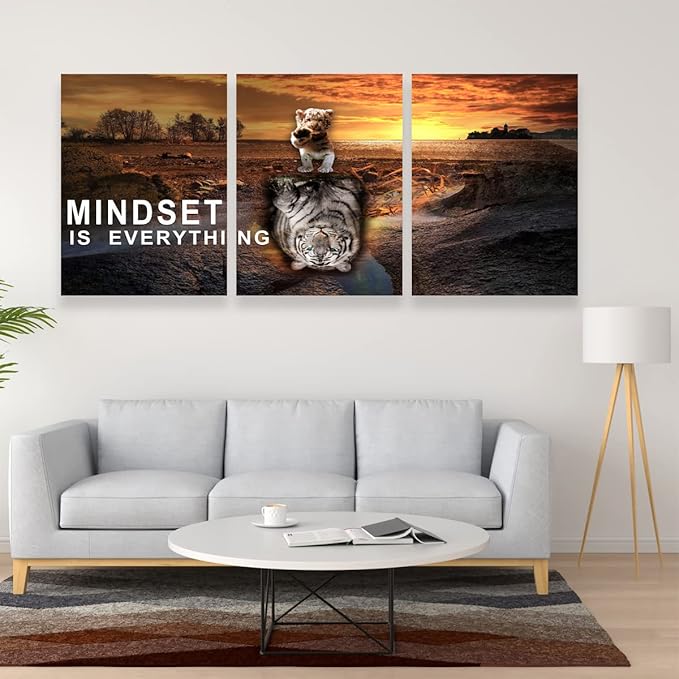 3 Pieces Inspirational Wall Art Motivational Quotes Wall Decor Office Painting Picture Poster Print Artwork Motivational Canvas Wall Art Framed for Living Room Bedroom(48" W x 24''H)