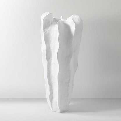 Playa Floor Vase, Organic Modern Sculptural Vase with Textured Finish, Minimalist Statement Piece for Contemporary Home Decor & Interior Design, White
