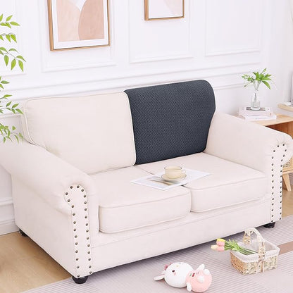 Smiry Waterproof Couch Cushion Covers, Stretch Jacquard Thick Sofa Cushion Covers, Washable Seat Slipcover Elastic Furniture Protector for Pets, Kid (Back Cover L, Dark Grey)