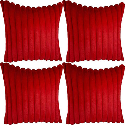 4 Pack 20x20 Pillow Cover Velvet Pillow Covers, Faux Fur Square Throw Pillow Covers for Living Room Decorations Throw Pillow Case, Throw Pillow Cover Cushion Cover for Home Sofa Bedroom Car, Red