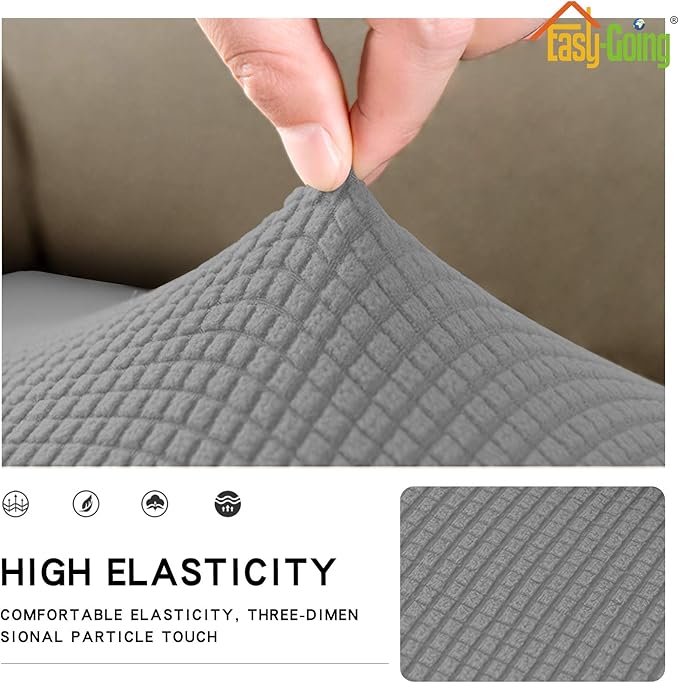 Easy-Going Stretch Cushion CoverSofa Cushion Furniture Protector Sofa Seat Sofa slipcover Sofa Cover Soft Flexibility with Elastic Bottom(Large,Light Gray)
