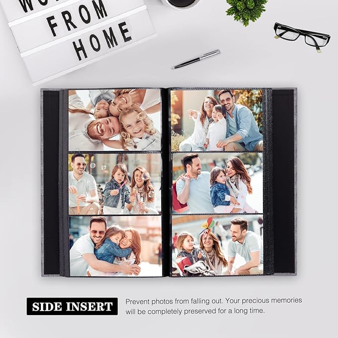 Mublalbum Small Photo Album 4x6 300 Photos Linen Cover Picture Book with Horizontal Pockets for Wedding Family Anniversary and Baby (Pink)