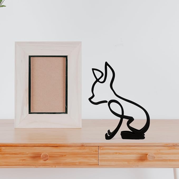 Marsrut Abstract Chihuahua Metal Dog Sculpture Minimalist Geometric Line Art Breed Wall and Table Decor Wire Art Statue for Living Room Home Office Desktop Ornament Decoration