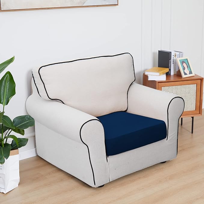 Easy-Going 100% Waterproof Chair Sofa Seat Cushion Slipcovers Couch Cushion Cover Stretch Furniture Protector for Kids, Pets (Chair Cushion, Navy)