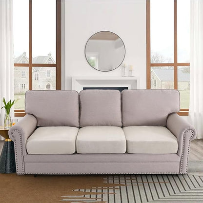 H.VERSAILTEX Individual Cushion Covers Stretch Couch Covers Soft Suede Sofa Cushion Covers Washable Cover for Sectional Sofa(3 Piece Sofa Cover,Natural)