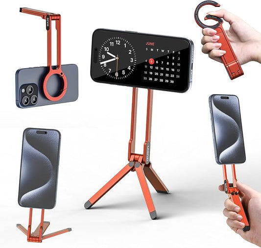 ULANZI MA30 Magnetic Phone Tripod Stand for iPhone - Aluminium Maglock Smartphone Mini Tripod Pocket Cell Phone Stand Strong Magnet Quick Mount Compatible with iPhone 17 16 15 14 13 12 Series, Orange
