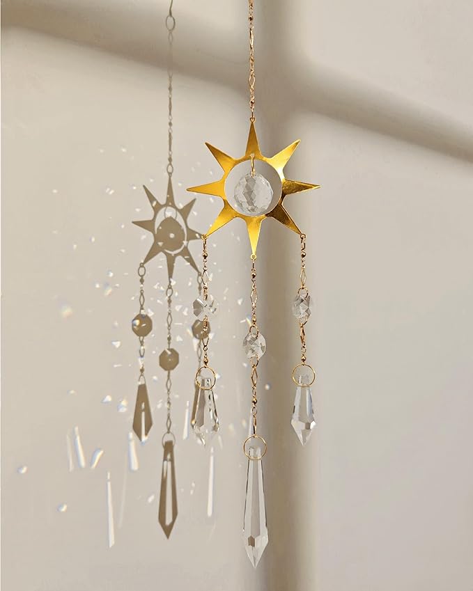 Prism Sun Catchers Hanging Indoor Window Crystal Rainbow Maker Celestial Suncatchers Sparkling