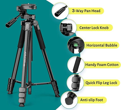 JOILCAN Phone Tripod, 67" Camera Tripod Stand for iPhone iPad, Professional Aluminum Travel Tripods with Wireless Remote and Carry Bag for Cellphone Photo Video Recording Vlog