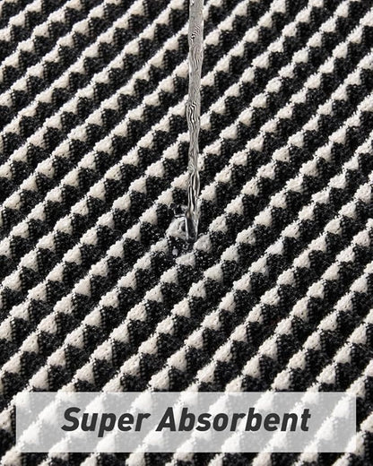AMOAMI Upgraded Waffle Bath Mat, Super Absorbent Non Slip Bath Mats for Bathroom Floor, Machine Washable Bathroom Rugs with Tassels, Rubber Backed Bathroom Mats, Ultra Soft, 20" x 32",Black & Cream