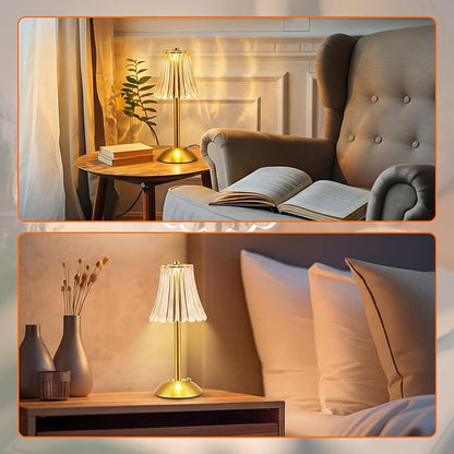 Liliful 6 Pcs Cordless Table Lamp Rechargeable Touch LED Small Gold Portable Battery Operated USB-c Desk Lamp 3 Color Dimmable for Bedroom Living Room Dining (Gold,Rose Style)