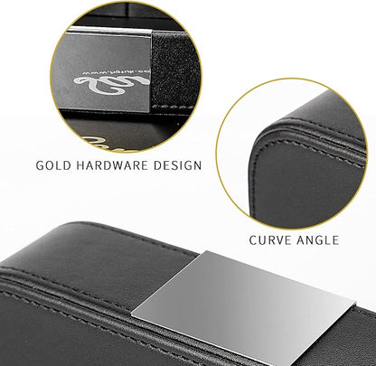 SANZIE Luxury Leather Desktop Storage Small Catchall Organizer Decorative Tray for Entryway Table to Hold Jewelry Watch Cosmetics Keys Phone Wallet, Home & Office Accessories (Metal Silvered, Black)