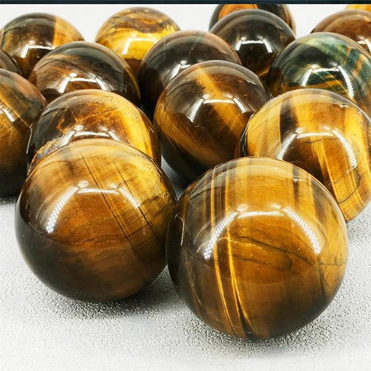 6-7cm/2.36-2.75inch Tiger Eyes Crystal Ball Polished Natural Tiger Eye Stone Sphere Decorative Sphere Healing Crystals Ball Stone Crafts Home Decor Ornament Gifts (Tiger's Eye, 60-70mm)