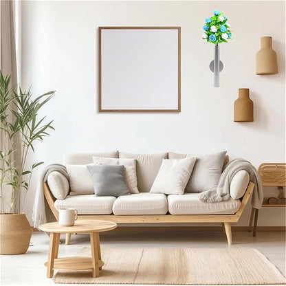 Adhesive Metal Wall Vase Holder - Decorative Tube for Dried/Faux Floral Display, Rust-Resistant Home & Office, Dining Room Also Suitable for Cemetery Memorial Display Decor (1 Pcs Silvery)
