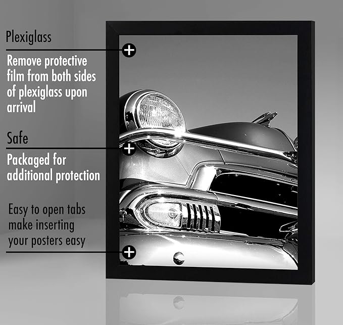 Americanflat 18x24 Poster Frame with Polished Plexiglass - Black Picture Frame - Wide Photo Frames Made of Engineered Wood for Vertical or Horizontal Wall Display - Epic Collection - Black