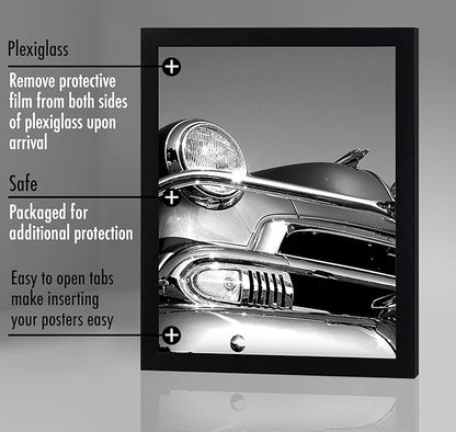 Americanflat 18x24 Poster Frame with Polished Plexiglass - Black Picture Frame - Wide Photo Frames Made of Engineered Wood for Vertical or Horizontal Wall Display - Epic Collection - Black