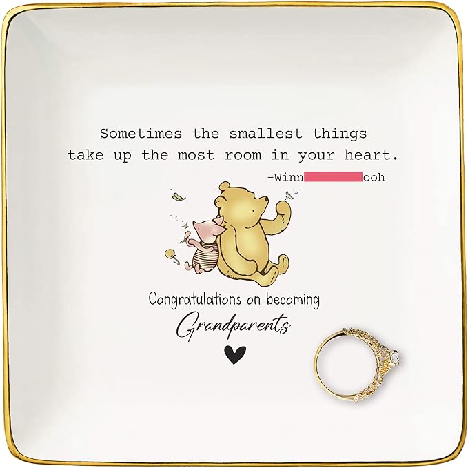 New Grandparents Gift,Promoted to Grandparents-Baby Gift Shower-Pregnancy Announcement Present,Baby Reveal-Sometimes the Smallest Things-Jewelry Tray Trinket Holder Ring Dish
