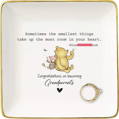 New Grandparents Gift,Promoted to Grandparents-Baby Gift Shower-Pregnancy Announcement Present,Baby Reveal-Sometimes the Smallest Things-Jewelry Tray Trinket Holder Ring Dish