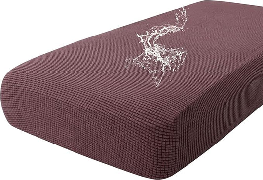 hyha Waterproof Couch Cushion Covers for Pets, Non Slip Sofa Seat Cover for Dogs Washable, Soft Thick Stretch Jacquard Fabric, Sofa Slipcovers with Elastic Bottom (1 Piece for Large, Chocolate)