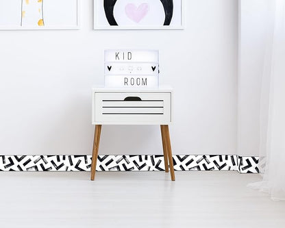FLFK Black and White Design Wallpaper Border - Peel and Stick Wall Paper, Self Adhesive Removable PVC Borders Sticker, Modern Waterproof Trim for Home Decor, 5" x 240"