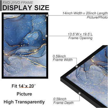 14x20 Picture Frame Set of 3, Black Frame for 14 x 20 Inch Picture Poster Photo, Light Weight and High Transparent 14 by 20 Frame for Wall - 3 Pack/Black/14 x20