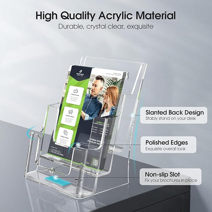 MaxGear Brochure Holder 3 Tier 6x9 inch Acrylic Literature Display Stand Clear Plastic Flyer Holder Wall Mount or Countertop Use for Pamphlets, Booklets, 1 Pack