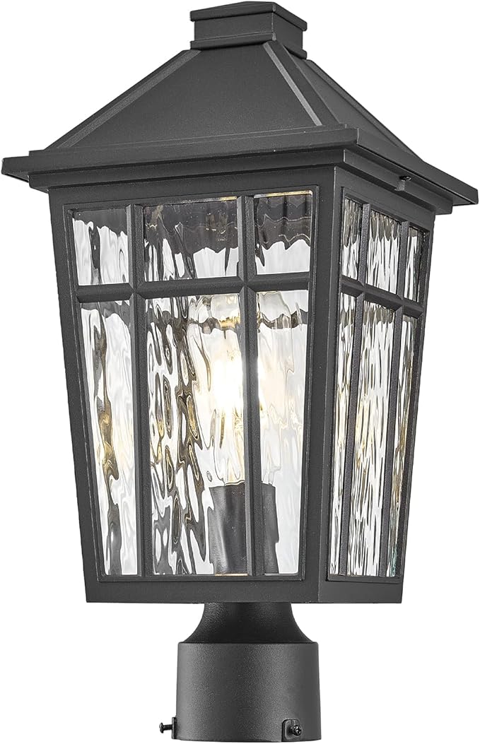 Lamp Post Outdoor Lighting 16.5 Inch Black Outdoor Post Lights Waterproof Aluminum Pole Lantern for Garden Patio Pathway E26 Socket