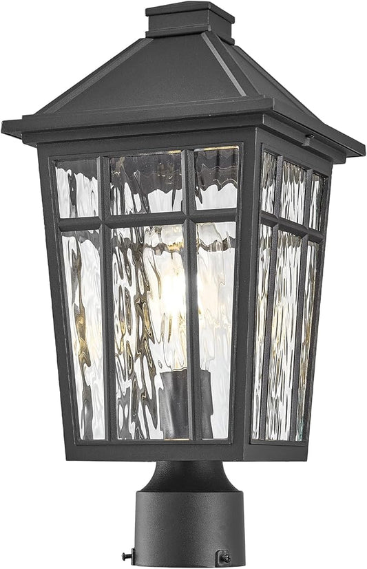 Lamp Post Outdoor Lighting 16.5 Inch Black Outdoor Post Lights Waterproof Aluminum Pole Lantern for Garden Patio Pathway E26 Socket