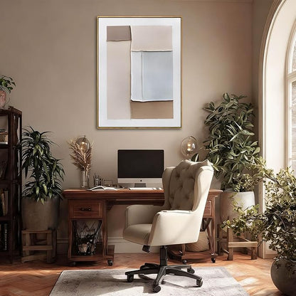 LEVERUP Beige Canvas Artwork Abstract Wall Art Geometry Photo Wall Posters Painting Picture Modern 24×32 Inch for Living Room Dining Room Office Poster for Room