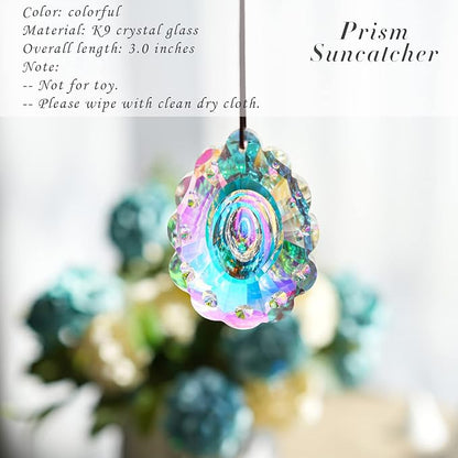 76mm Colorful Crystal Peacock Prism Sun Catcher Rainbow Pendants Maker, Hanging Crystal Prisms for Windows, for Feng Shui, for Gift
