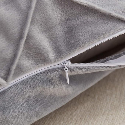 JAUXIO Diamond Pinch Pleated Crystal Velvet Pillowcases 2 Pack Solid Pintuck Throw Cushion Cover for Home Decor Hidden Zipper Closure (Light Grey, Standard)